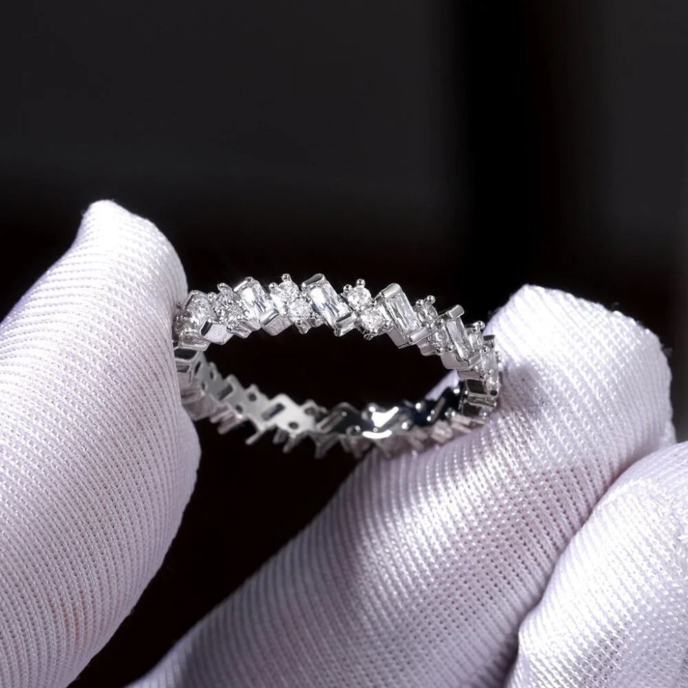 🌸Fashion Dainty Shiny Gems Zircon Silver Eternity Ring for Women,MARR9108